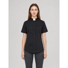 Stand-collar shirt, short sleeves