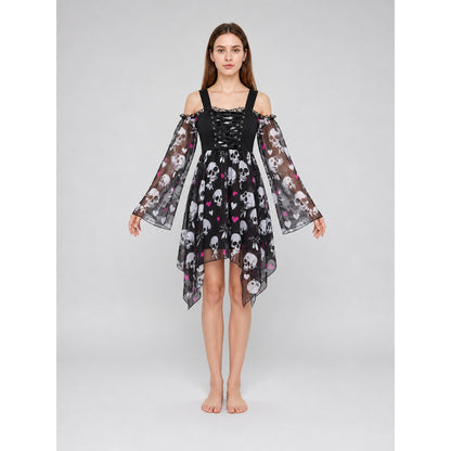 Gothic Dress with Straps and an Uneven Hem
