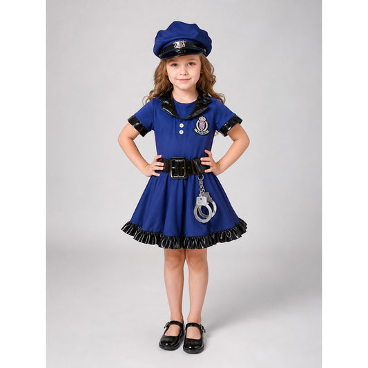 Police Costume: Dress, Hat, Belt, and Handcuffs