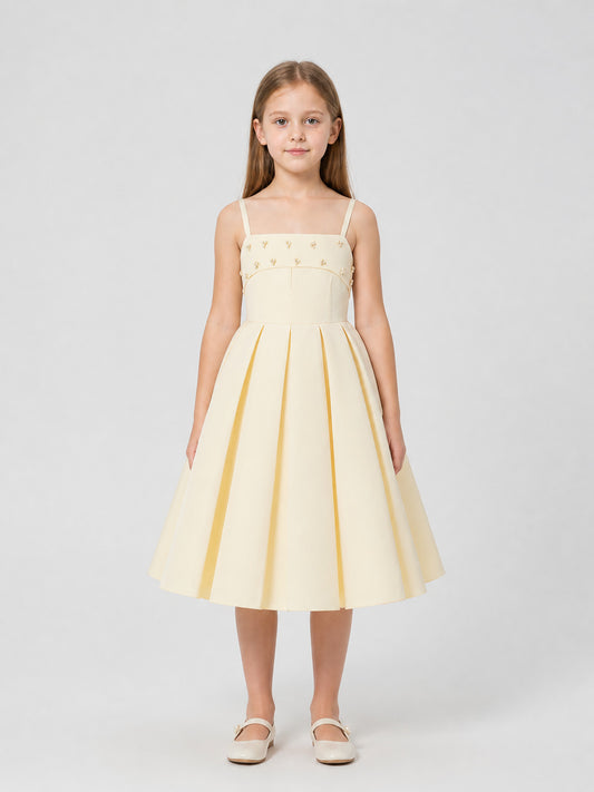 Dressy Princess Dress with Full Skirt, Champagne on-model view