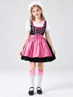 Bavarian-Style Children's Costume with Apron and Headpiece