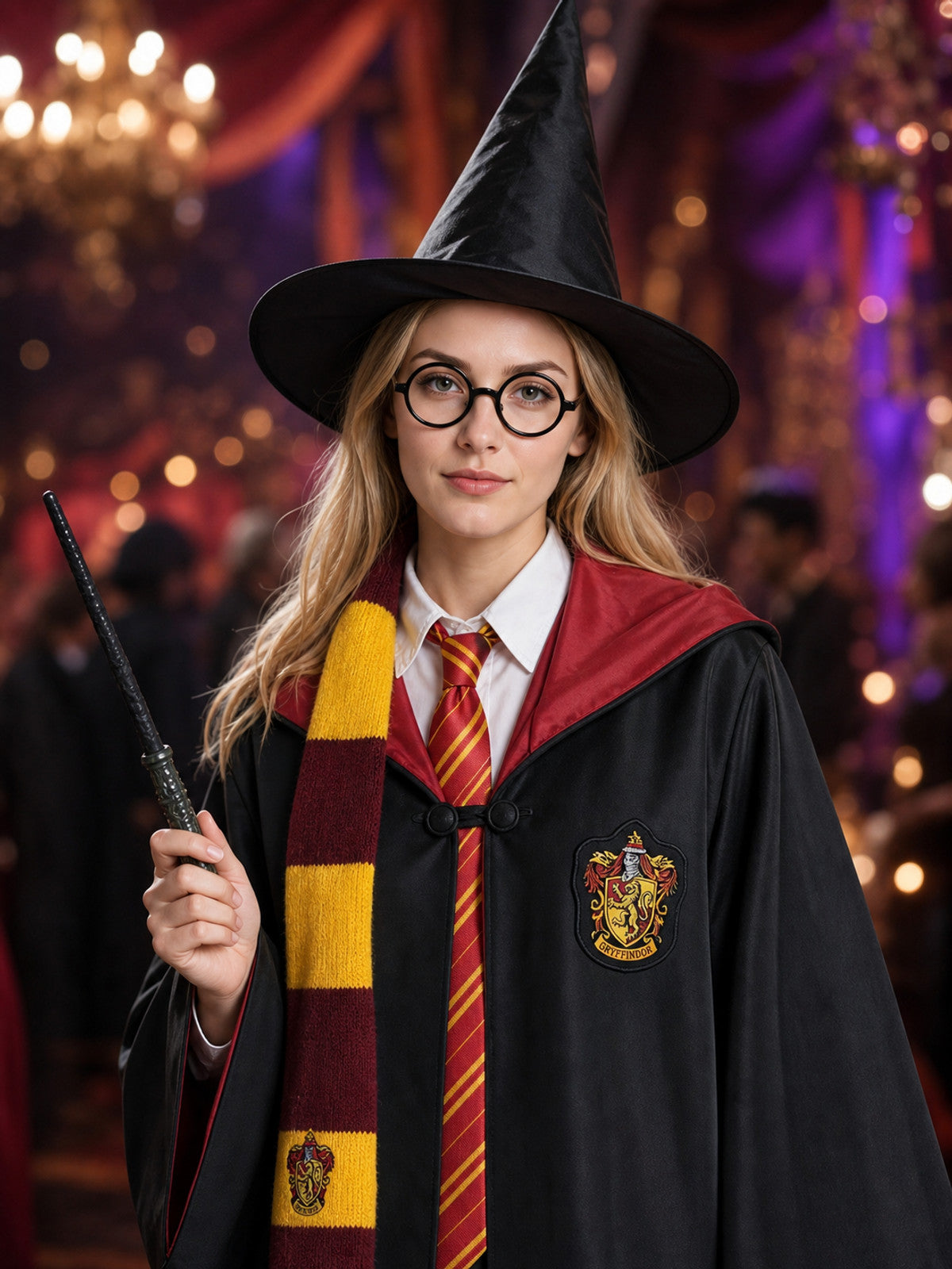 Gryffindor Wizard Robe for Cosplay and Performances on-model view