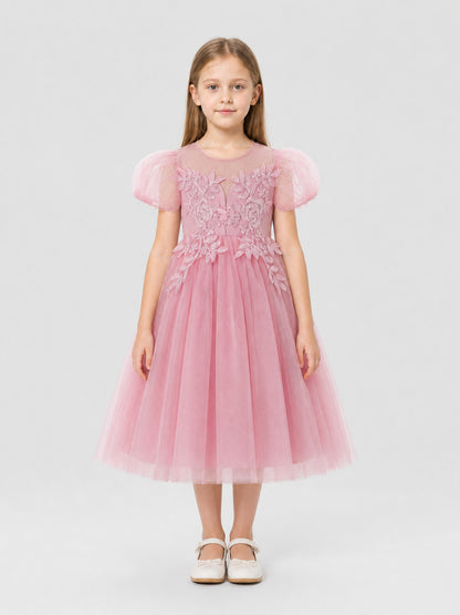 Children’s dressy princess dress with a full skirt on-model view