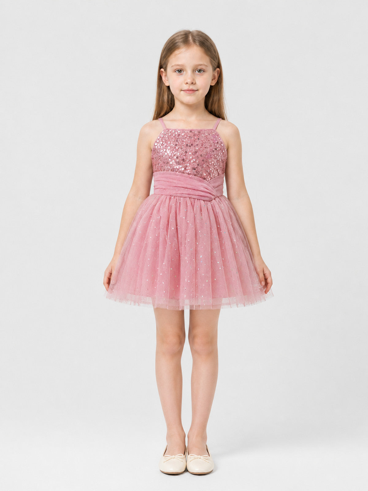 Girls’ Dressy Sequin Dress with a Full Skirt