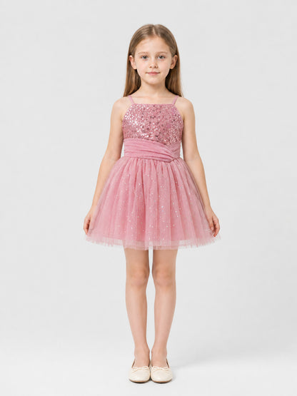 Girls’ Dressy Sequin Dress with a Full Skirt