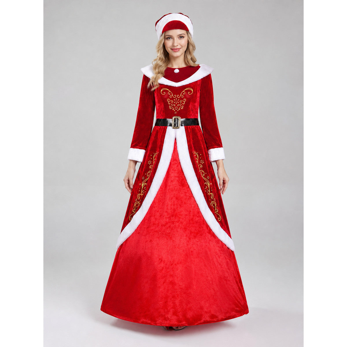Red and White Christmas Character Costume with Hat