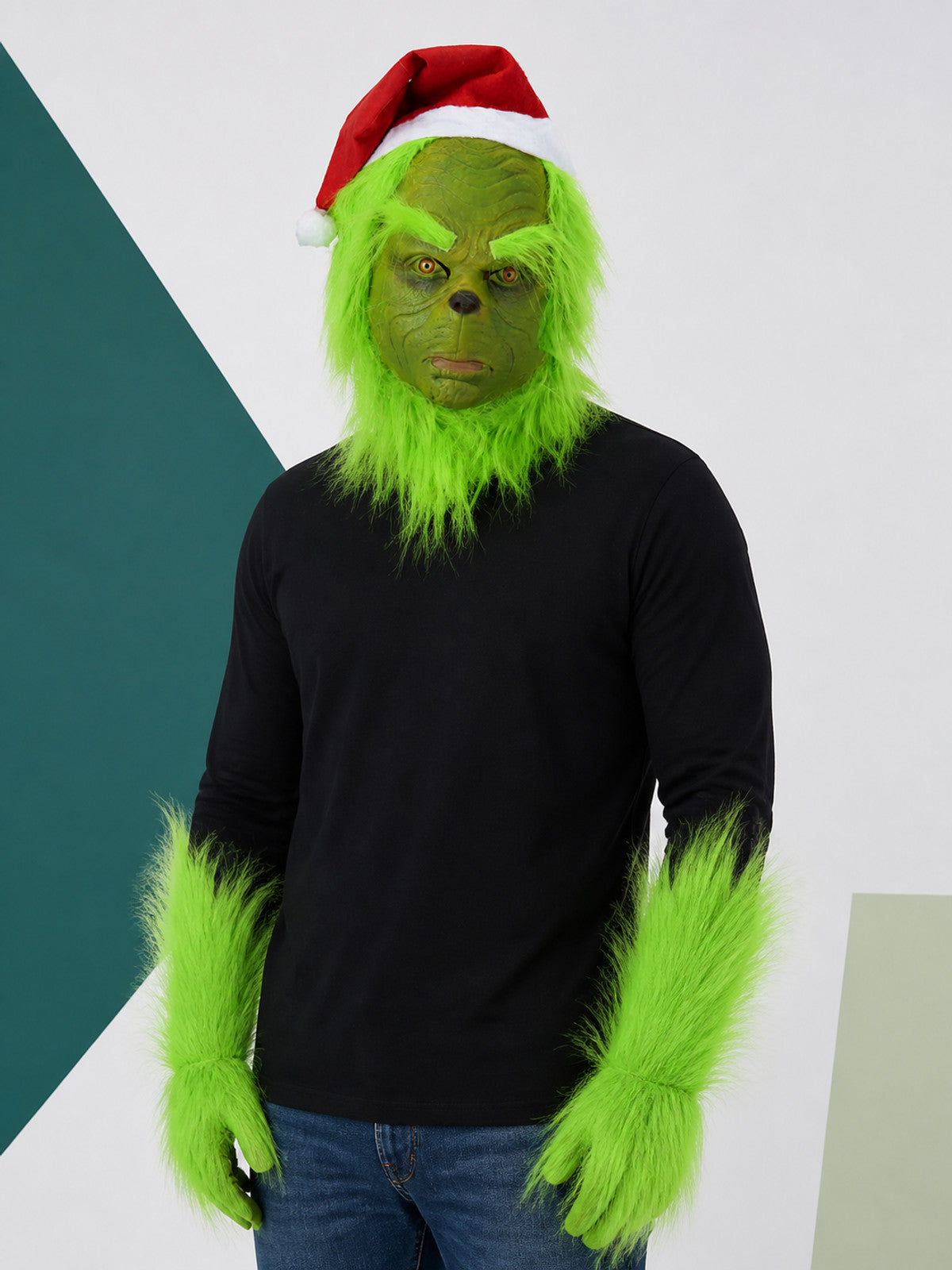 Green Carnival Mask for Cosplay with Hat