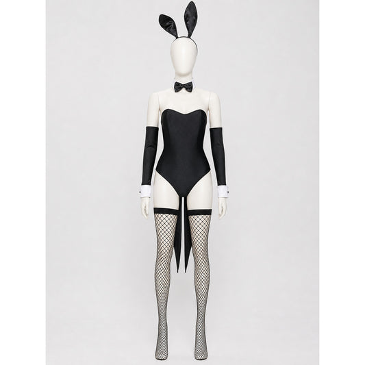 Bunny bodysuit costume with ears for role-play looks on-model view