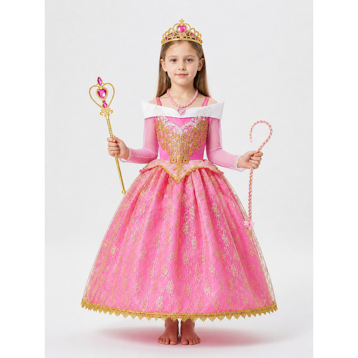Pink and Gold Princess Costume with Accessories main product view