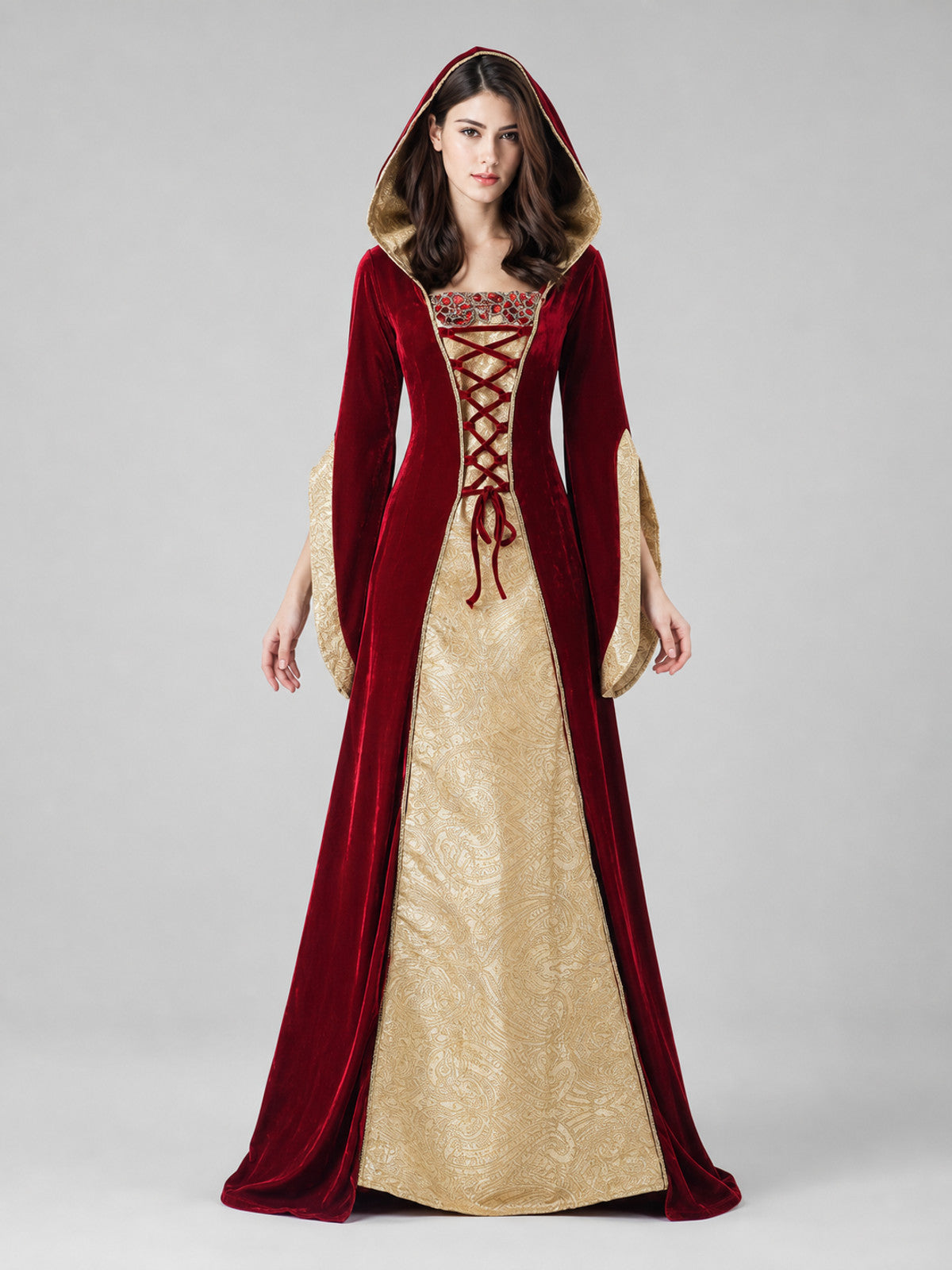 Hooded Carnival Dress for Cosplay front view