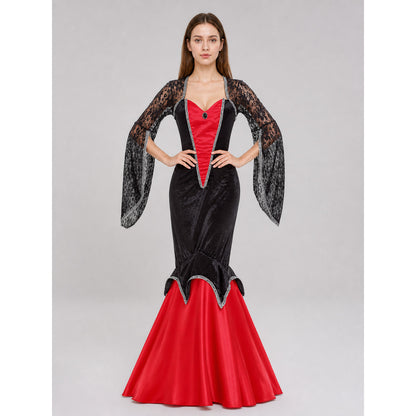 Vintage Court Dress with Cape Sleeves on-model view