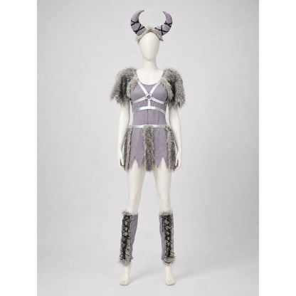 Fantasy character costume with a horned headpiece