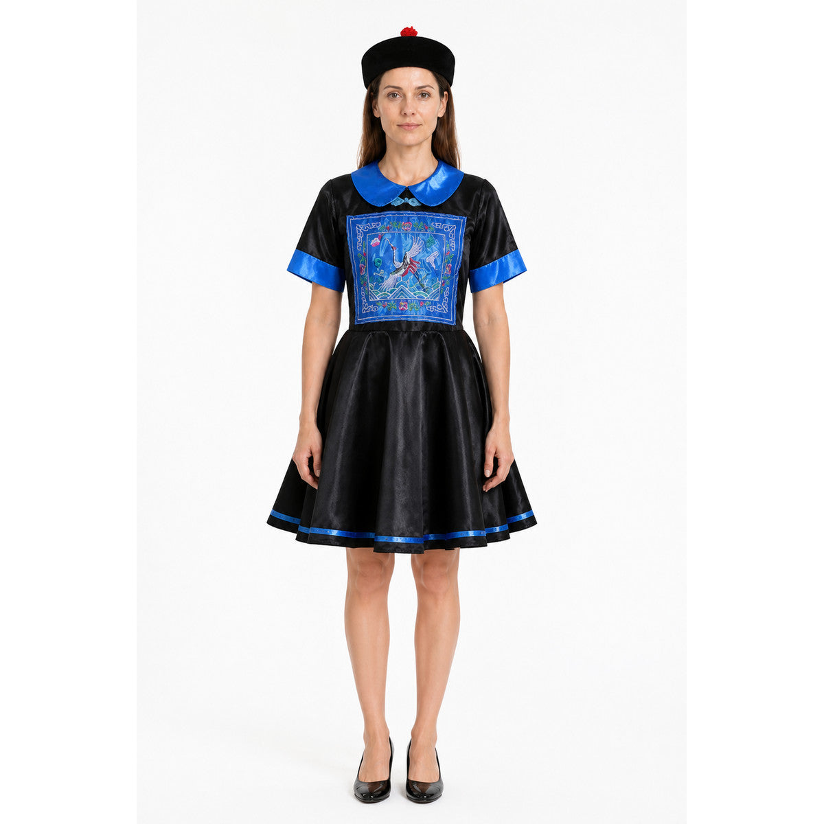 Blue Fitted Zombie Costume Dress with Collar main product view