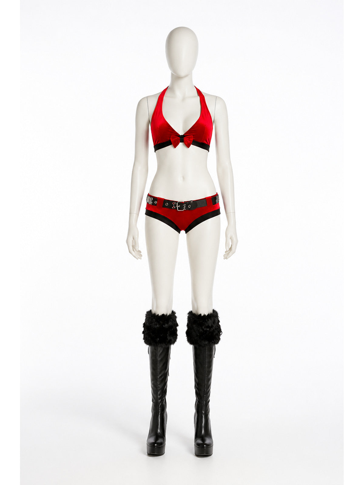 Erotic 2-Piece Red and Black Hooded Set main product view