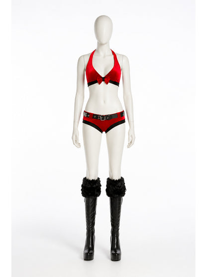 Erotic 2-Piece Red and Black Hooded Set main product view