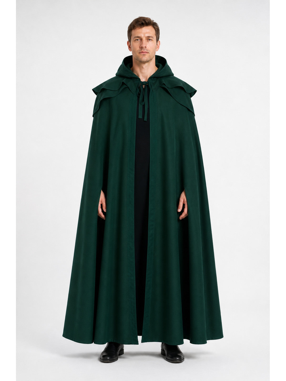 Long Green Gothic Hooded Cloak, S–XXL main product view