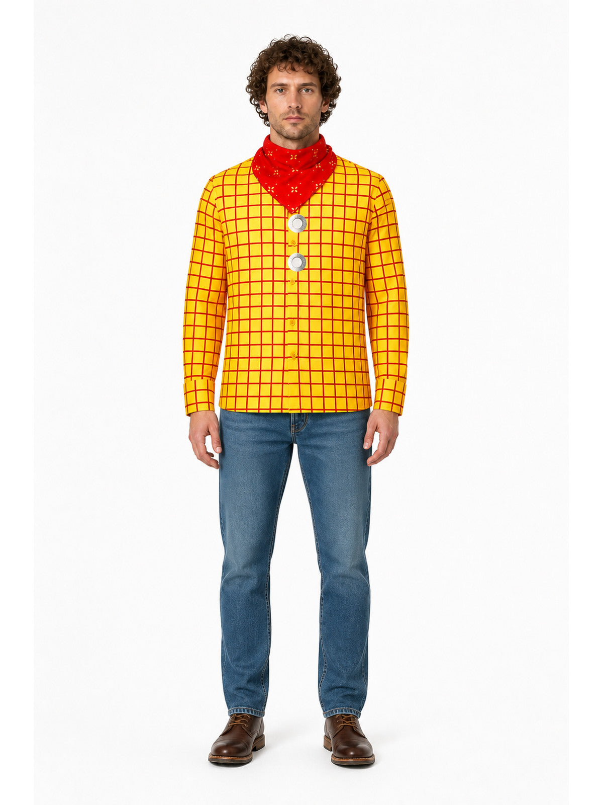 Woody Cosplay Shirt, Yellow with Red Plaid main product view
