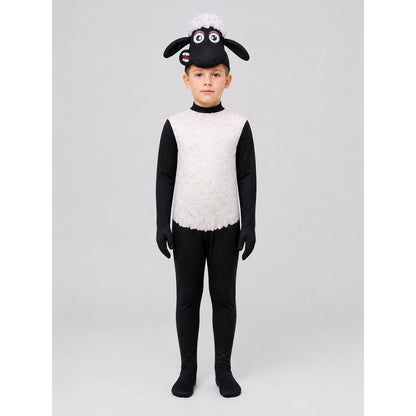 One-Piece Black-and-White Sheep Costume for Cosplay on-model view
