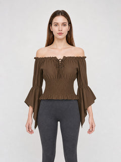 Cropped Ruffle Tie-Front Blouse