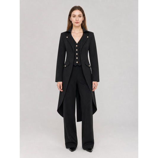 Black Long-Tailed Steampunk Tailcoat