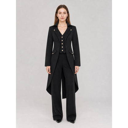 Black Long-Tail Steampunk Frock Coat on-model view
