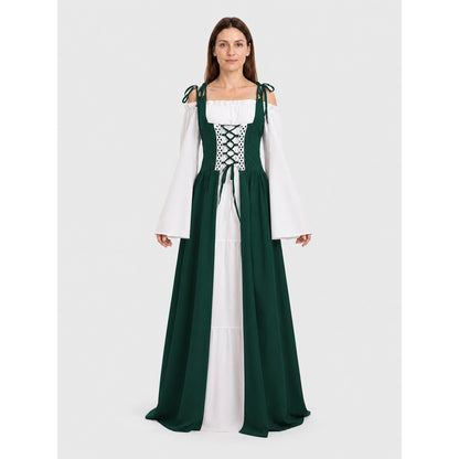 Royal Long Dress, Wide Sleeves, Lace-Up, S–3XL on-model view