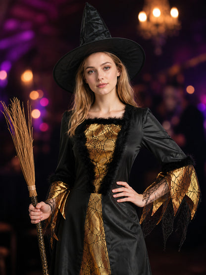 Women's Witch Costume w-y913 for Halloween on-model view
