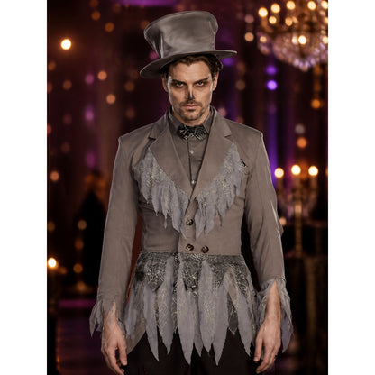 Adult Wizard Costume Set, Gothic Distressed Suit-Style Outfit on-model view