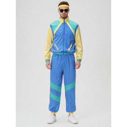 Sporty Jumpsuit with Zipper and Colorful Panels