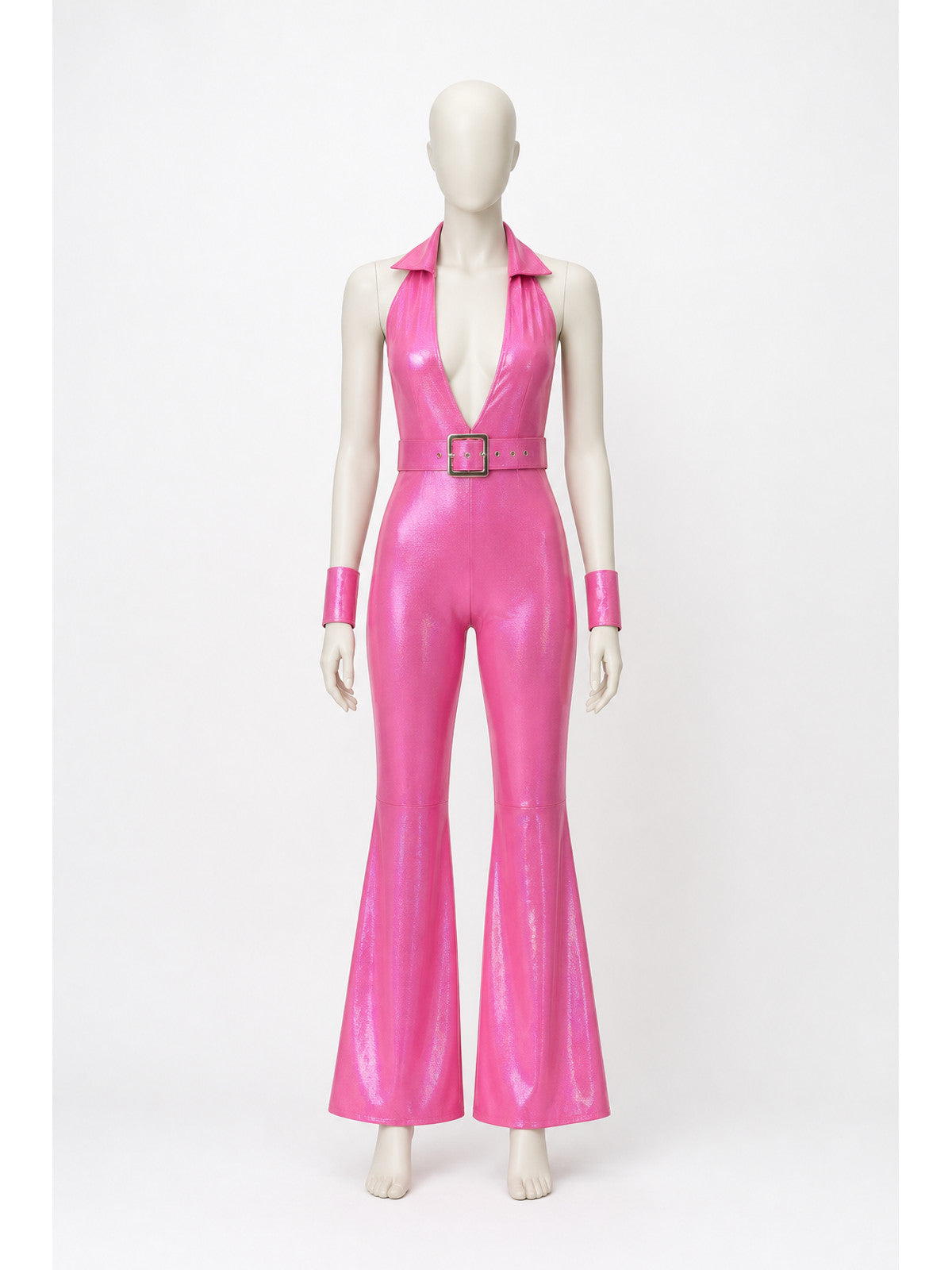 Jumpsuit with a Deep V-Neckline and Flared Legs main product view