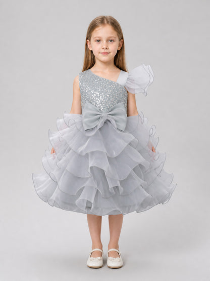 European Princess Dress with Bow for Birthdays on-model view