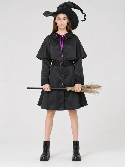 Witch Costume with Hat and Cape on-model view