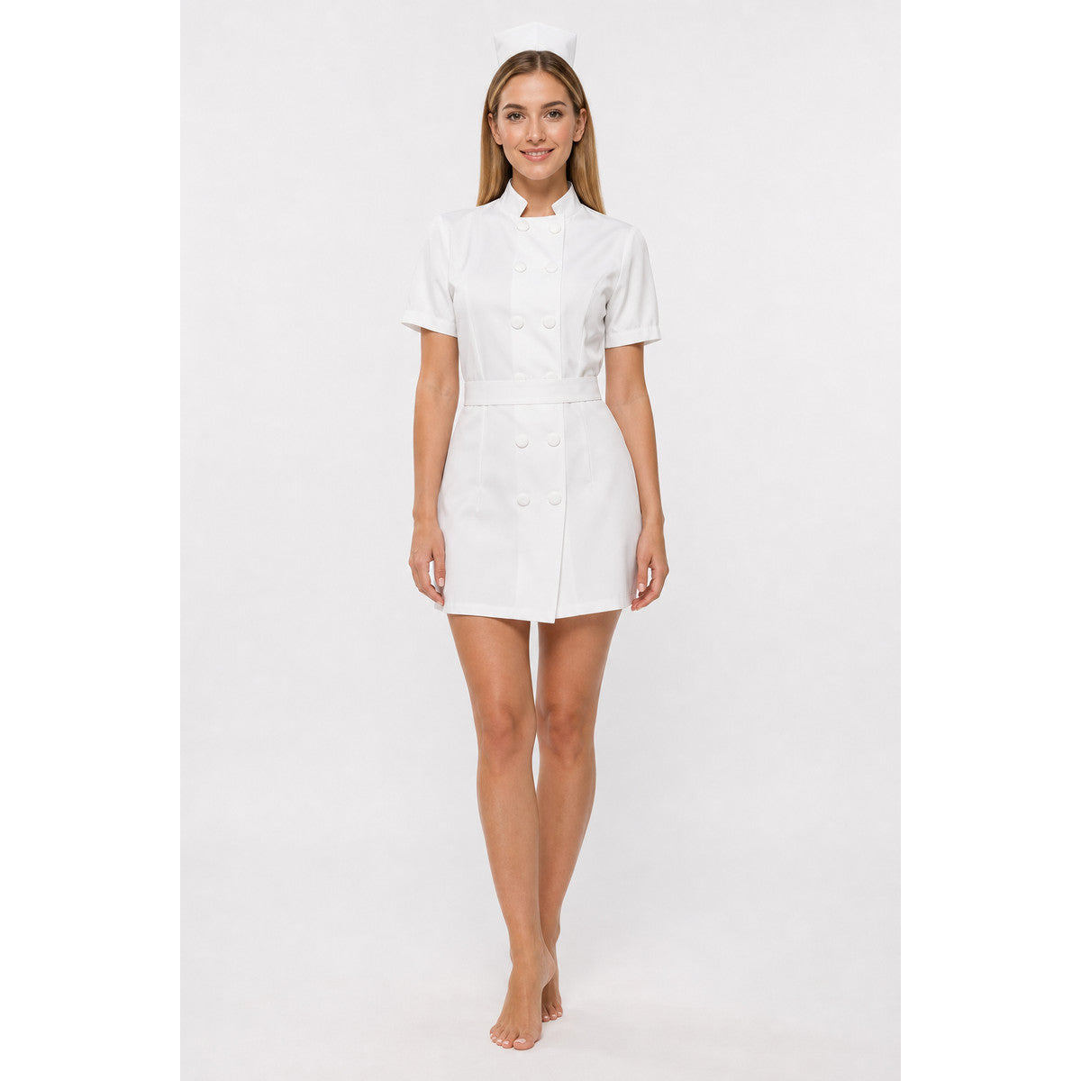 White Nurse Costume for Halloween on-model view