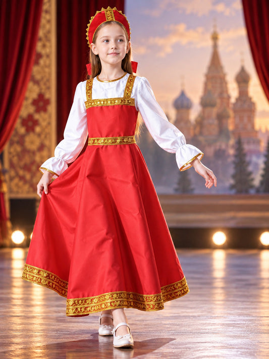 Red Stage Dress Costume with Headpiece main product view
