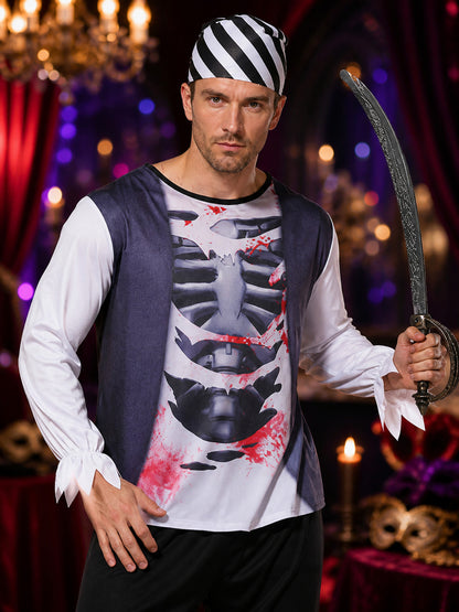 3D Skeleton Pirate Costume for Halloween on-model view