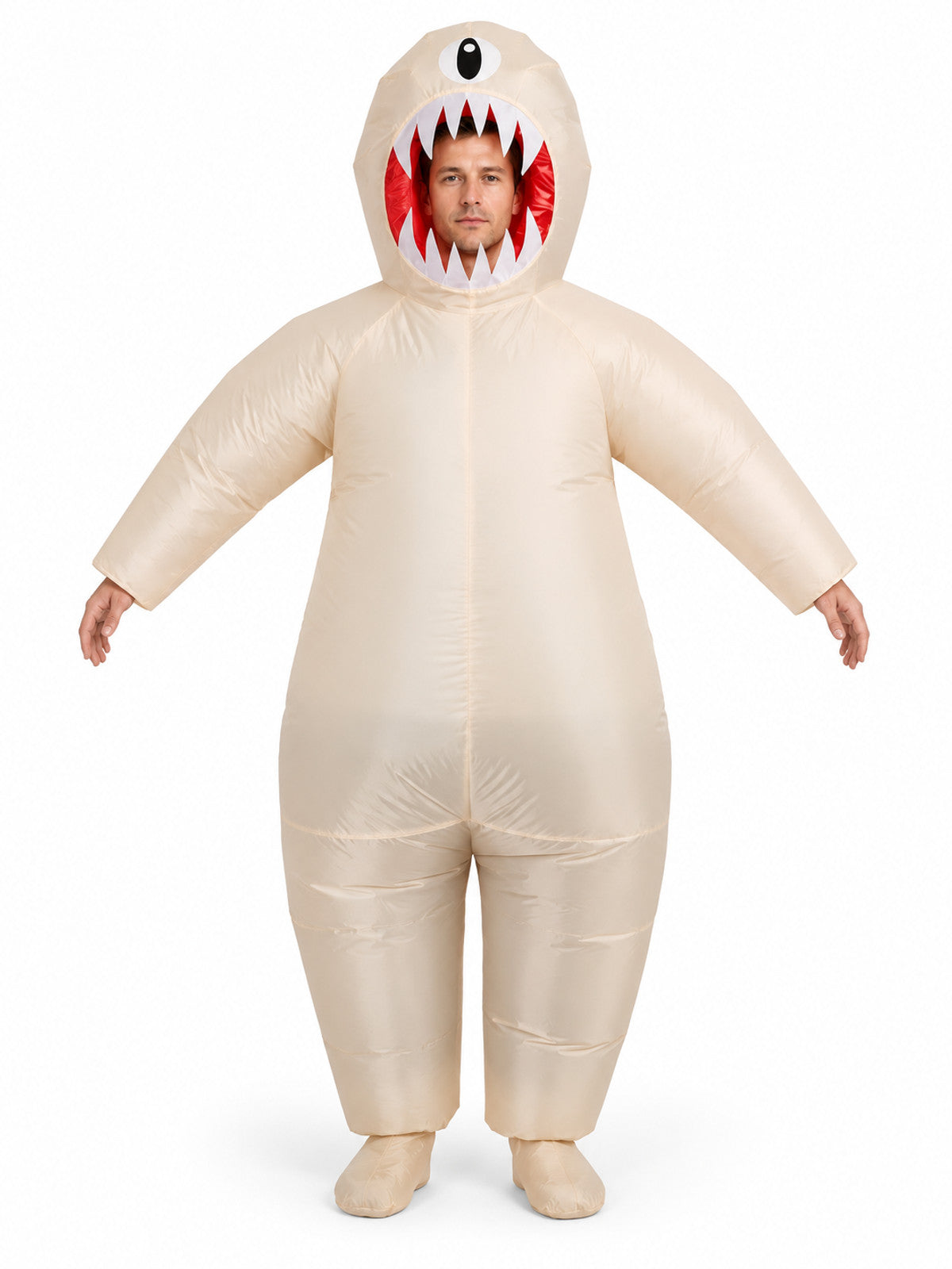 Inflatable cartoon one-eyed character costume cream