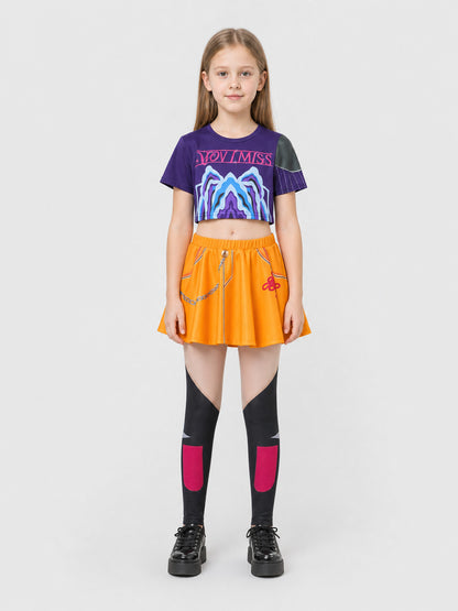Superhero Cosplay Costume: Top and Skirt, Stage Style on-model view