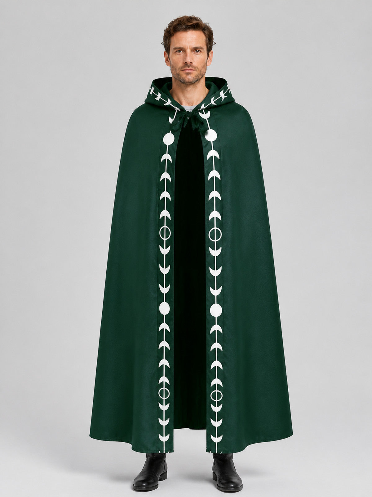 Green Hooded Cape with White Trim for Halloween