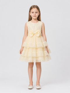 Full Sequin Dress with Layered Skirt and Bow
