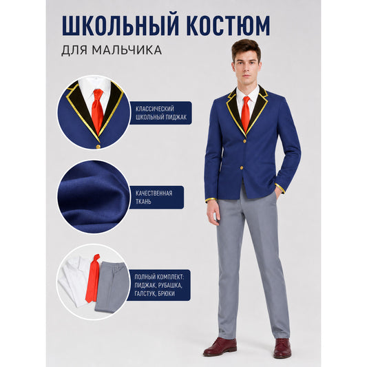 Cosplay costume: jacket, shirt, tie, and pants