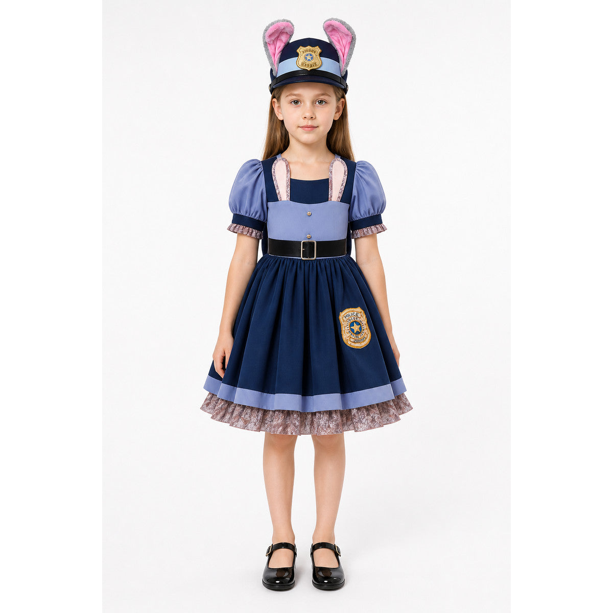 Judy Hopps Costume with Dress and Police Cap main product view