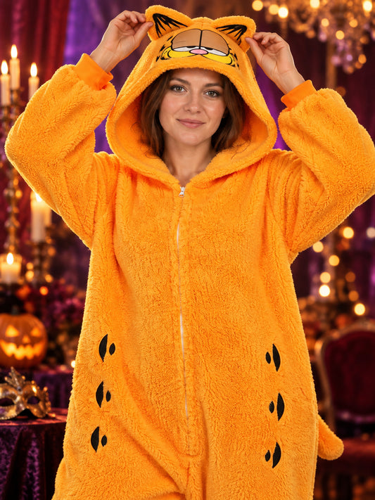 Orange Plush Kigurumi Costume with Ears