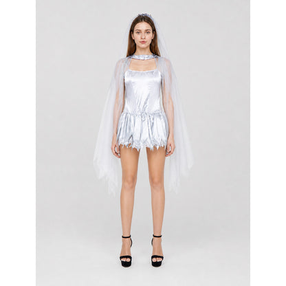 Stage Costume with Veil and Lace Hem on-model view