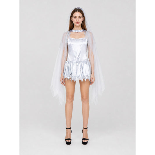 Stage Costume with Veil and Lace Hem on-model view