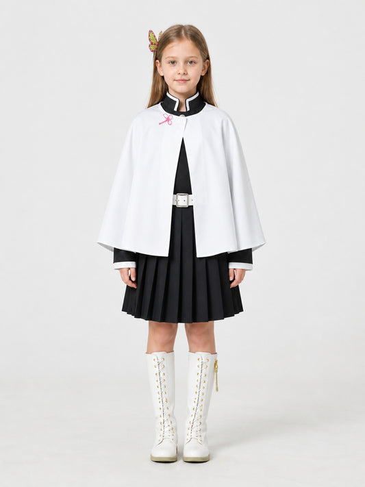 Shinobu Cosplay Costume with Cape and Accessories on-model view