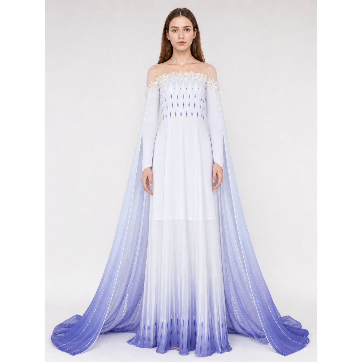 Elsa Gradient Dress with Train for Halloween on-model view