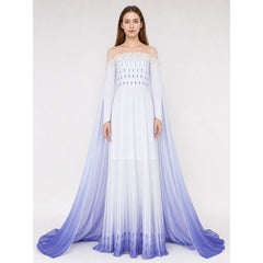 Elsa Gradient Dress with Train for Halloween