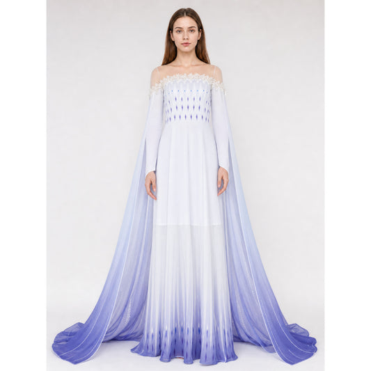 Elsa Gradient Dress with Train for Halloween on-model view