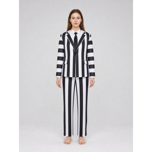 Beetlejuice Striped Suit Jacket and Trousers front view