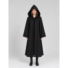 Black Hooded Carnival Cloak, Medieval Style